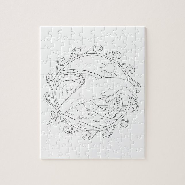 Dolphin Maori Sun Adult Coloration Puzzle (Vertical)