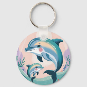 Dolphin Mom and Baby Keychain