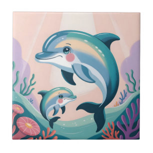 Dolphin Mom and Baby Tile
