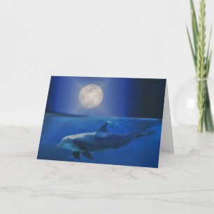 Dolphin Moon and Universe Birthday Card