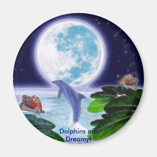 DOLPHIN MOON Paradise Art Series Magnet (Front)