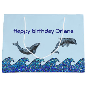 dolphin mosaic large gift bag