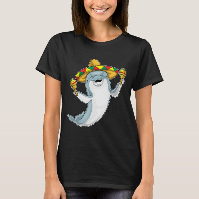 Dolphin Musician Maracas Music T-Shirt (Front)