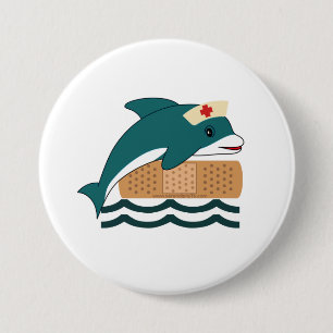Dolphin Nurse 3 Inch Round Button