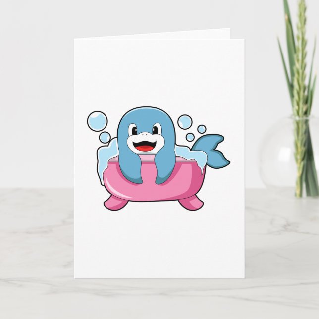 Dolphin on Bathtub Card (Front)