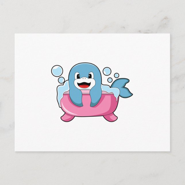 Dolphin on Bathtub Postcard (Front)