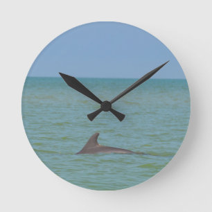 Dolphin on Sanibel Round Clock