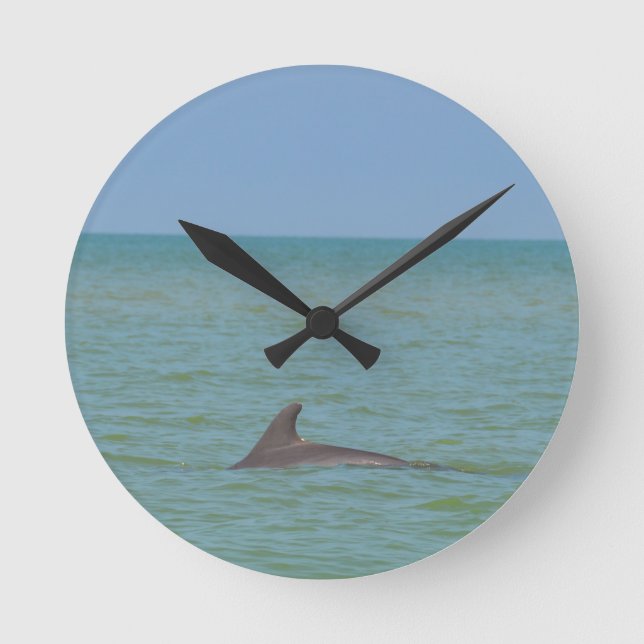 Dolphin on Sanibel Round Clock (Front)