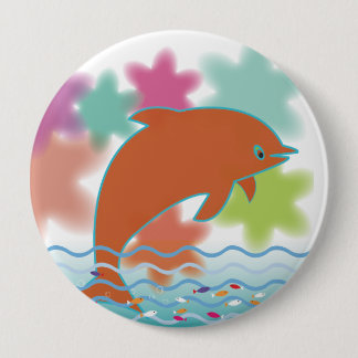 Dolphin on starry sky 4 inch round button