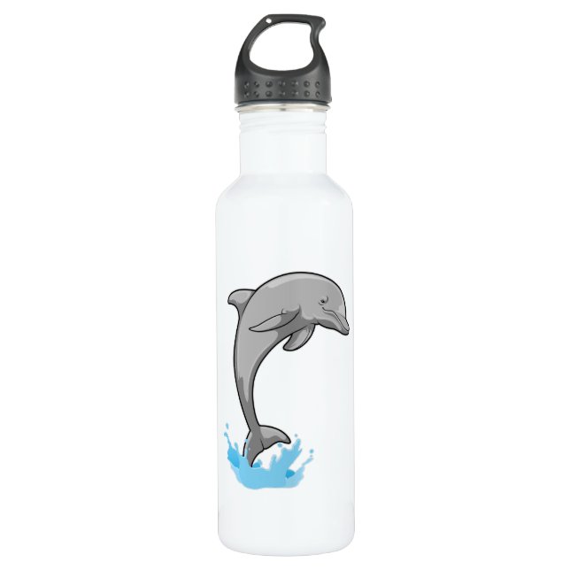 Dolphin over Water 710 Ml Water Bottle (Front)