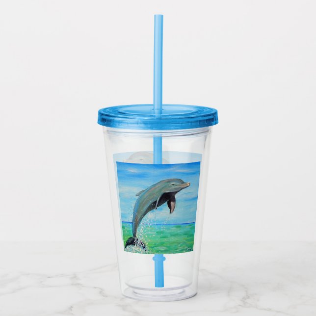 Dolphin Painting Acrylic Tumbler (Front)