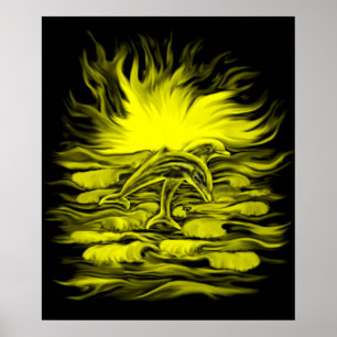 Dolphin pair in the Sunshine Poster
