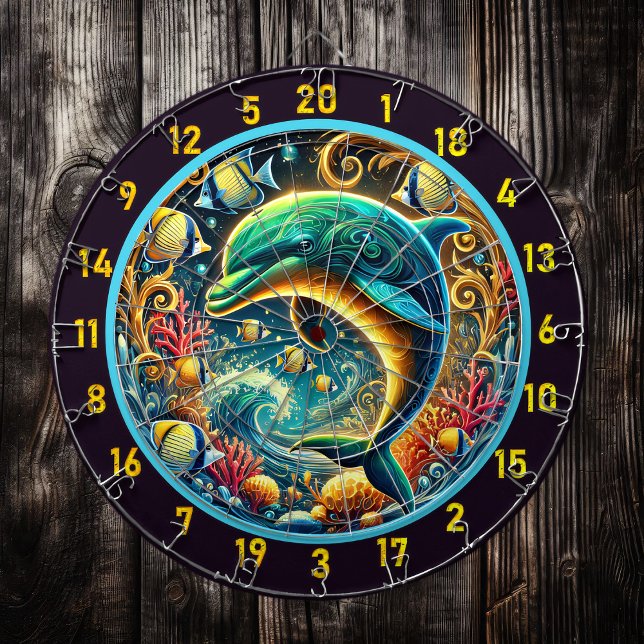 Dolphin Paradise Dartboard: Coastal Flair Dartboard (Creator Uploaded)