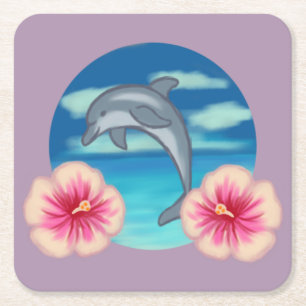 Dolphin Paradise Square Paper Coaster