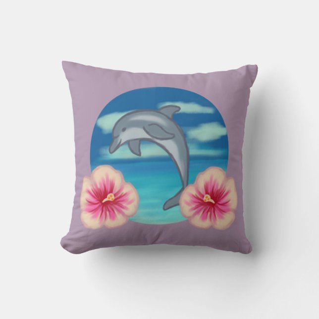 Dolphin Paradise Throw Pillow (Front)