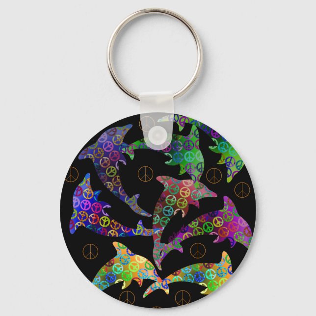 Dolphin Peace Keychain (Front)