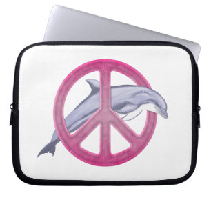 Dolphin Peace Pink Laptop Sleeve