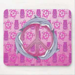 Dolphin Peace Pink Mouse Pad