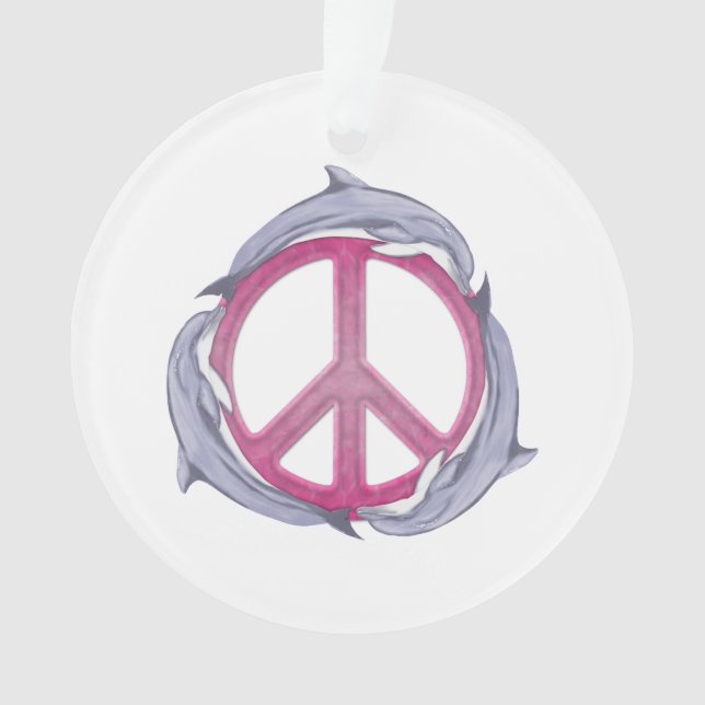 Dolphin Peace Pink Ornament (Front)