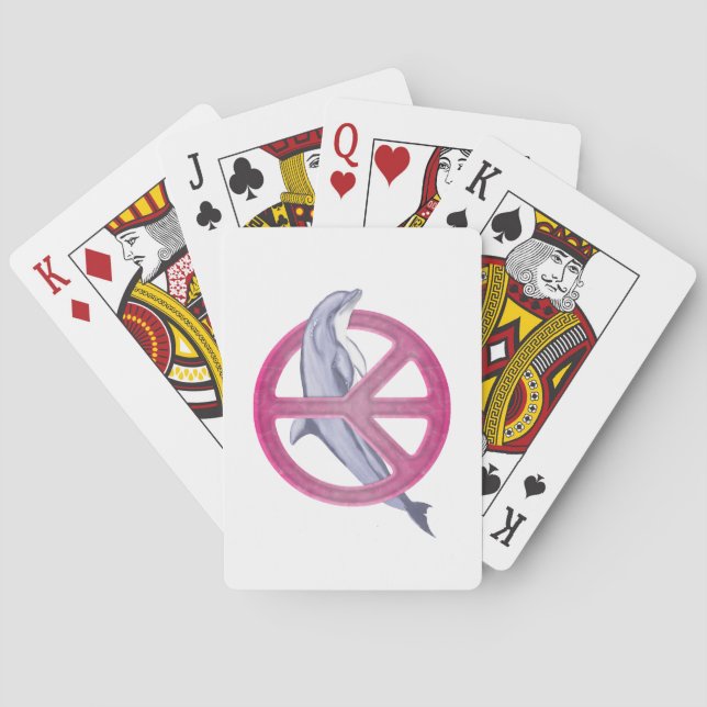 Dolphin Peace Pink Playing Cards (Back)