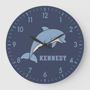 Dolphin Personalized Custom Name Back To School Large Clock