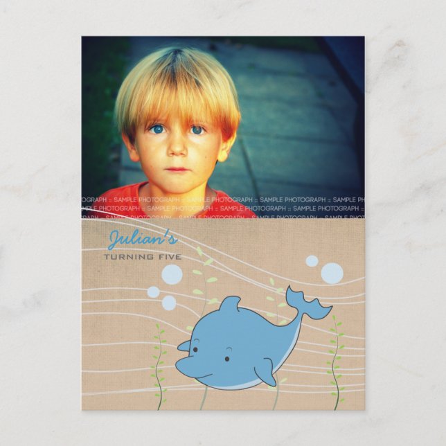 Dolphin Pool Anniversaire Invitation PostCard (Devant)