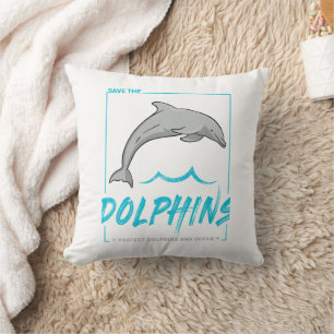 Dolphin Protect The Porpoise And Ocean Vintage Throw Pillow