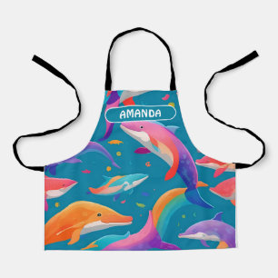 Dolphin Rainbow Colourful Personalized Pattern Apron