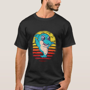 Dolphin Retro 70s Vintage Animal Silhouette Distre T-Shirt