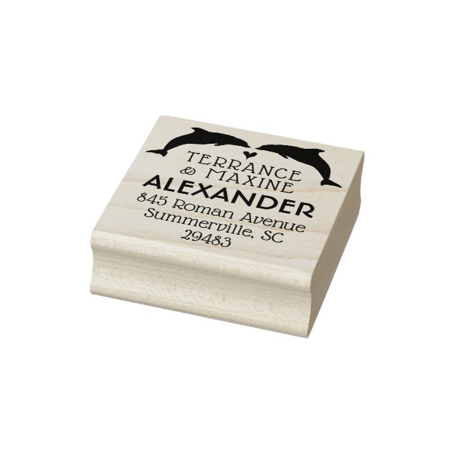 Dolphin Return Address Stamp - Wedding Animals (Stamp)