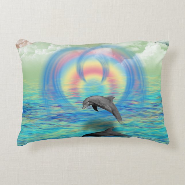 Dolphin Rising Accent Pillow (Front)