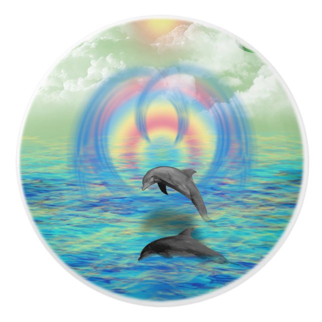 Dolphin Rising Ceramic Knob (Front)