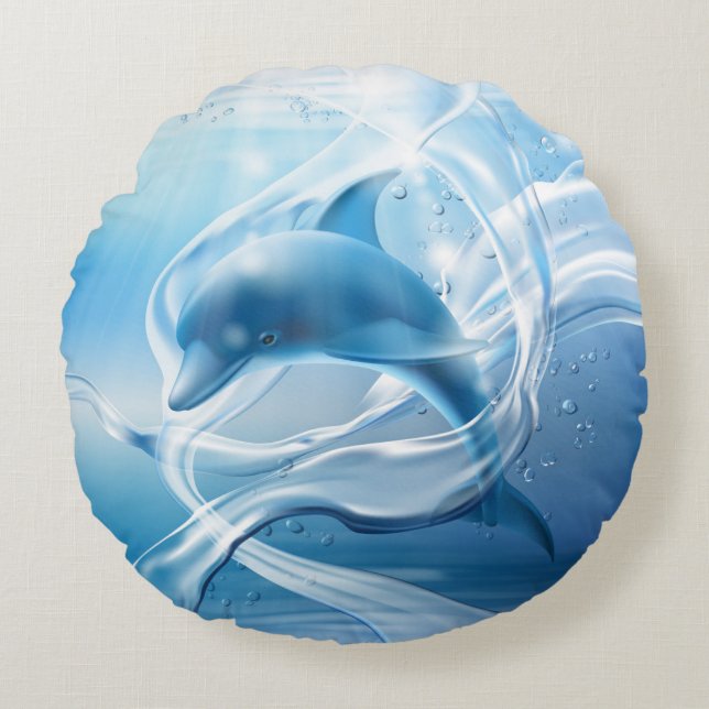 Dolphin Round Pillow (Front)