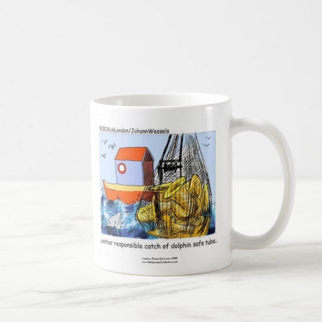 Dolphin Safe Tuba Drôle café Mug (Droite)