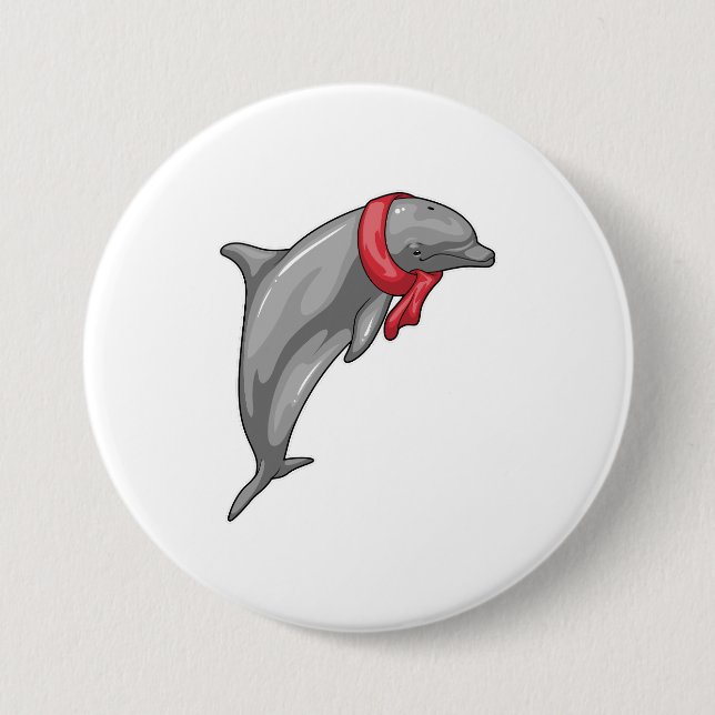 Dolphin Scarf 3 Inch Round Button (Front)