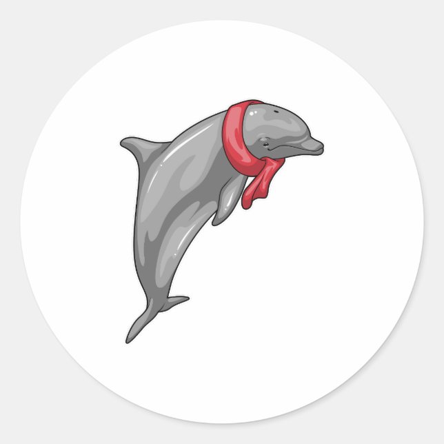 Dolphin Scarf Classic Round Sticker (Front)