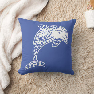 Dolphin sea animal mandala throw pillow