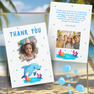 Dolphin Sea Animals Birthday 2 Photo  Thank You Card