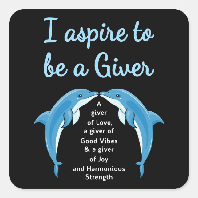 Dolphin Sea Dolphins Animal Water Ocean Funny Gift Square Sticker (Front)