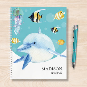 Dolphin Sea Life Marine Fish Personalized Name Notebook