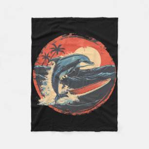 Dolphin Sea Ocean Animal Ocean Sea Dolphin Surfing Fleece Blanket