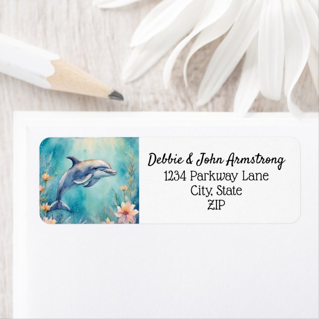 Dolphin Sea Ocean Nautical Nature Return Address (Insitu)