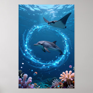Dolphin Sea Poster – Magical Ocean Aesthetic Wall 