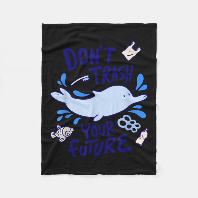 Dolphin Seas Environmental Protection Climate Chan Fleece Blanket (Front)