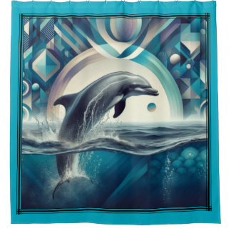 Dolphin shower curtain.