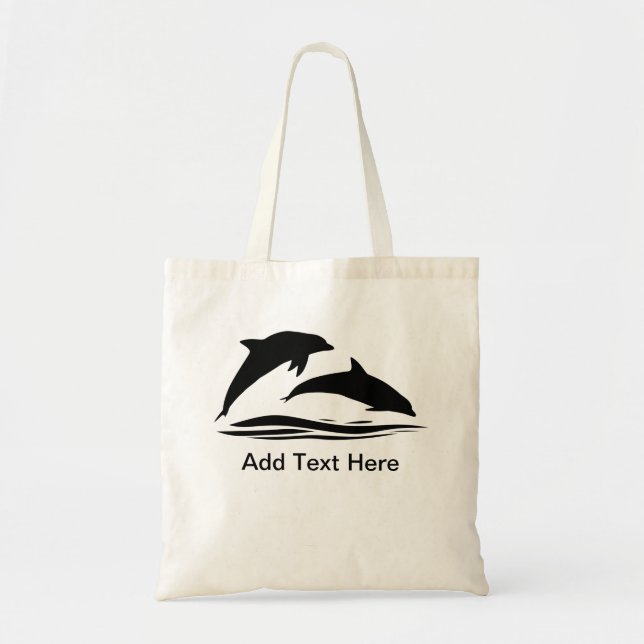 Dolphin Silhouette Add Text Tote Bag (Front)