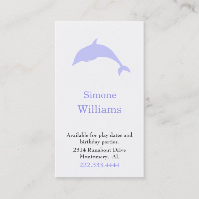 Dolphin Silhouette Children Play Date Card (Front)