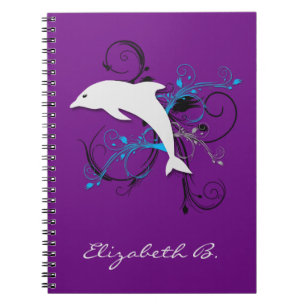 Dolphin Silhouette Purple Personalized Notebook