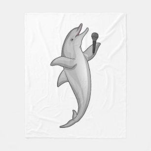 Dolphin Singer Microphone Fleece Blanket