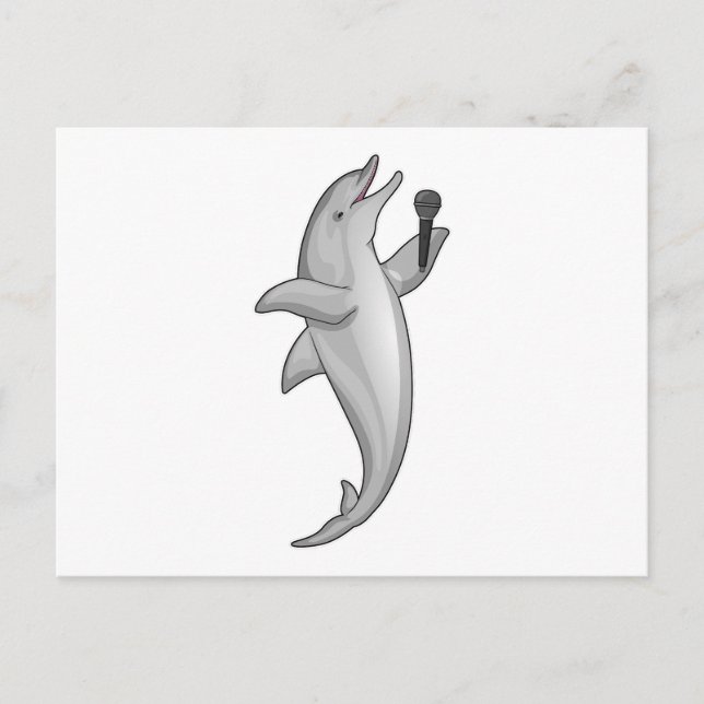 Dolphin Singer Microphone Postcard (Front)